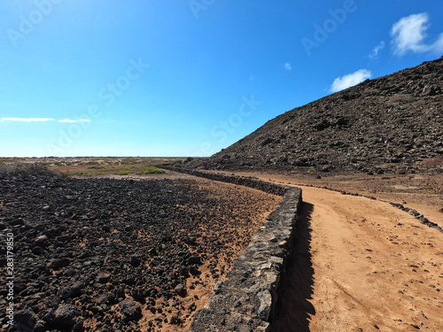 Paisaje volcánico isla de Lobos, Fuerteventura, Islas Canarias, España