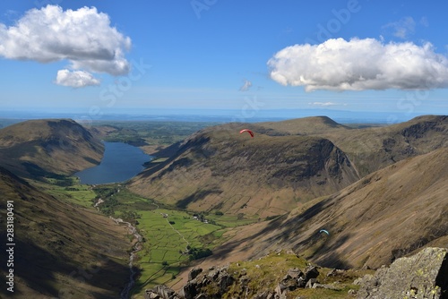 Paragliders enjoying the countryside of Wasdale