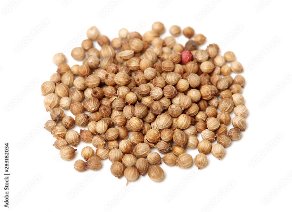 Coriander seeds on white background Coriander seeds on white background