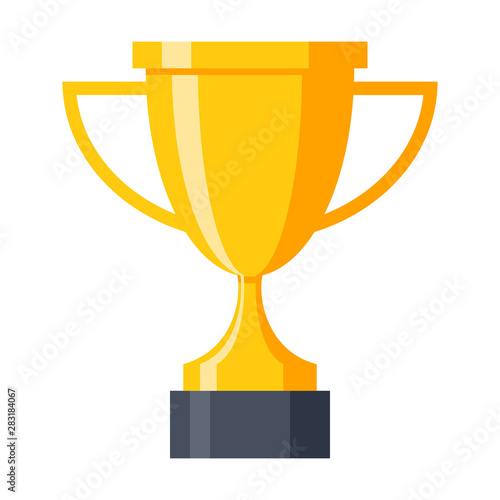 Award icon with champion golden trophy cup for winner