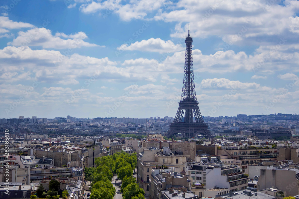 View from Arc de Triomphe on Eiffel Tower, Paris, France