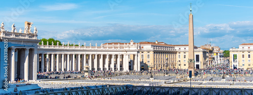 St Peters Square with Egyptian Obelisk, Vatican City, Rome, Italy. Panoramic shot