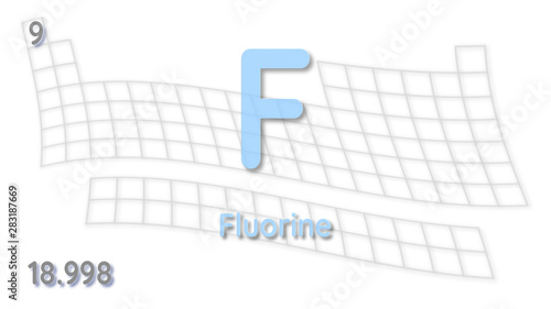 Fluorine chemical element  physics and chemistry illustration backdrop