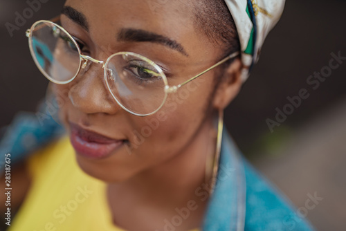 Portrait of happy young african american woman