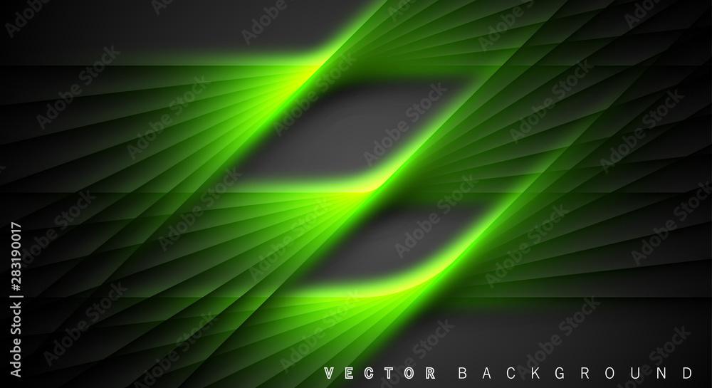 Green light line shadow dark grey luxury background