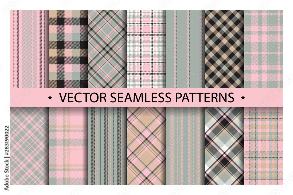 Tartan plaid pattern background with fabric Vector Image