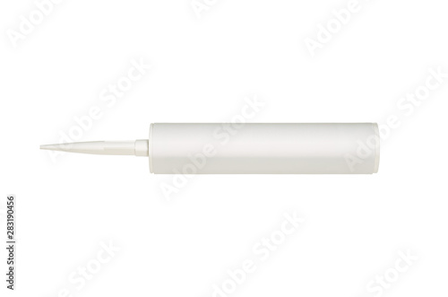 white silicone sealant on white background