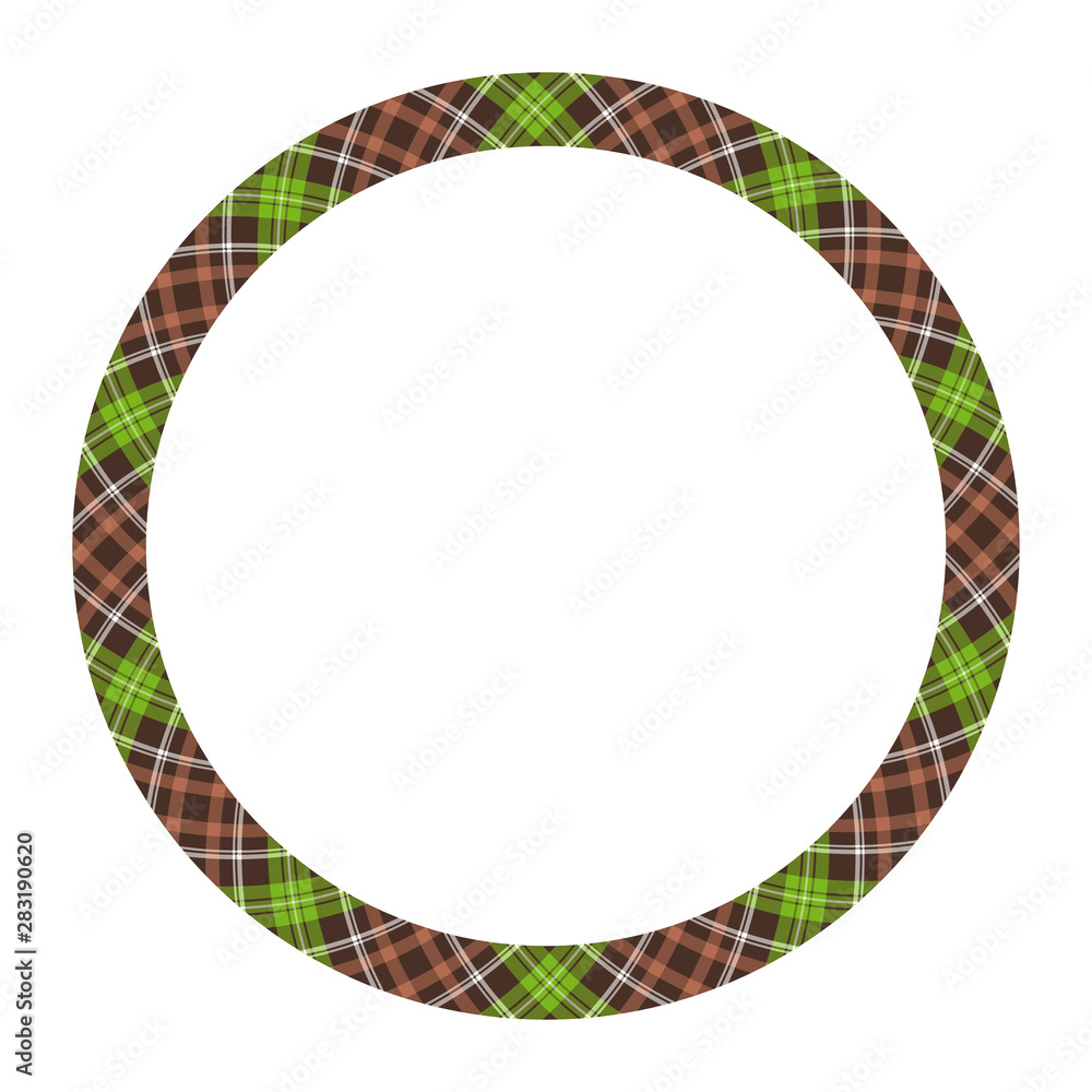 Circle borders and frames vector. Round border pattern geometric vintage frame design. Scottish tartan plaid fabric texture. Template for gift card, collage, scrapbook or photo album and portrait.. Circle borders and frames vector. Round border pattern geometric vintage frame design. Scottish tartan plaid fabric texture. Template for gift card, collage, scrapbook or photo album and portrait..