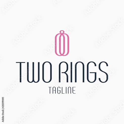Two or Double Rings or Luxury or Diamond Logo Design Vector