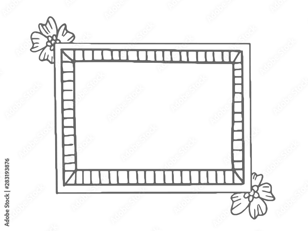 Hand drawn flower frame, vector illustration
