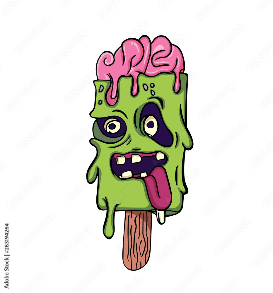 2D flat, Abstract character design Ice cream zombie will be melted, Vector  creative illustration cute cartoon object on white background for  decoration graphic design and artwork, Halloween concept. Stock Vector |  Adobe