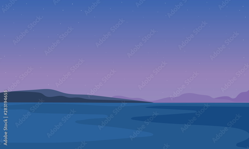 Mountains landscape against the sky on a summer night, vector art illustration. Mountains landscape against the sky on a summer night, vector art illustration.