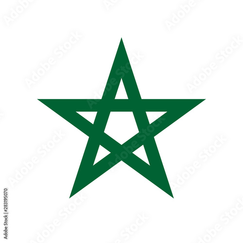 Element of the flag of Kingdom of Morocco. Pentagram the seal of Solomon. Abstract concept, icon.