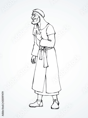 Jewish man in old clothes. Vector drawing