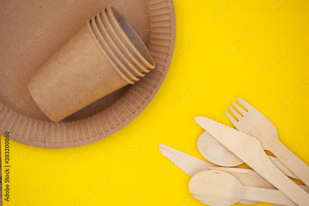 Zero waste, environmentally friendly, plastic without a background, disposable tableware, cardboard tableware, paper tableware, space for text, view from the top. Save the planet. Zero waste, environmentally friendly, plastic without a background, disposable tableware, cardboard tableware, paper tableware, space for text, view from the top. Save the planet.
