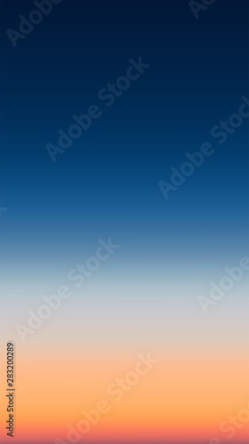 Abstract vertical aerial panoramic view of sunrise gradient mesh over ocean. Nothing but sky and water. Beautiful serene scene. Vector illustration © Ra