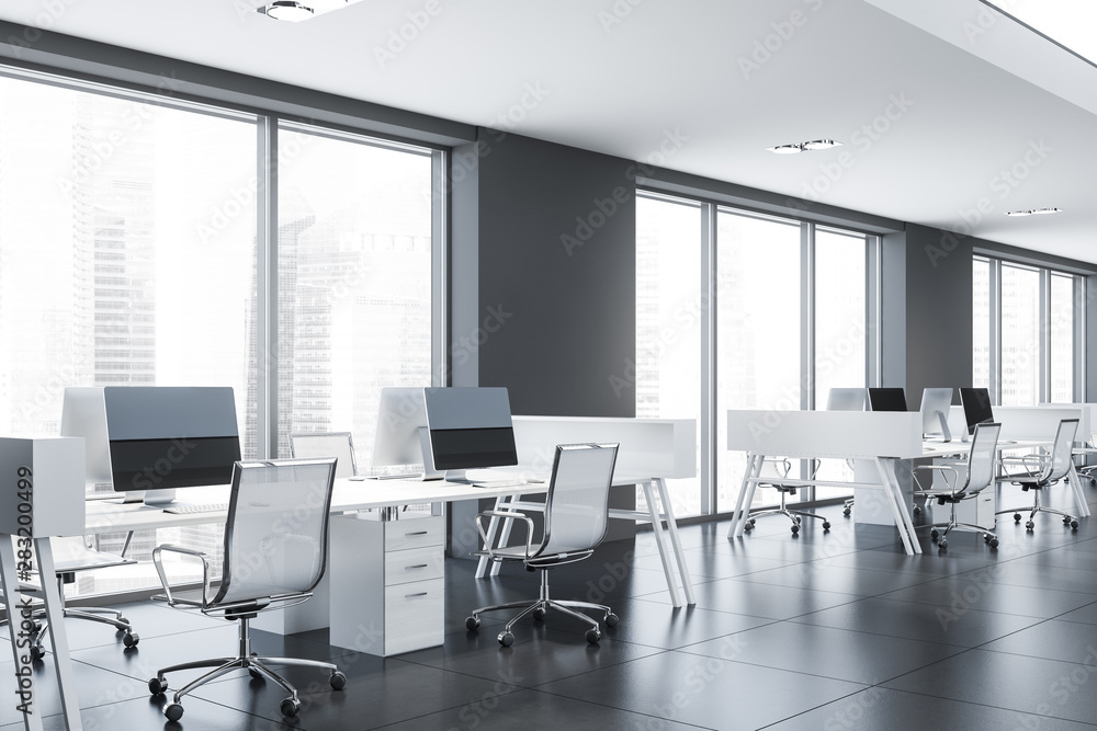 Modern gray loft open space office Modern gray loft open space office