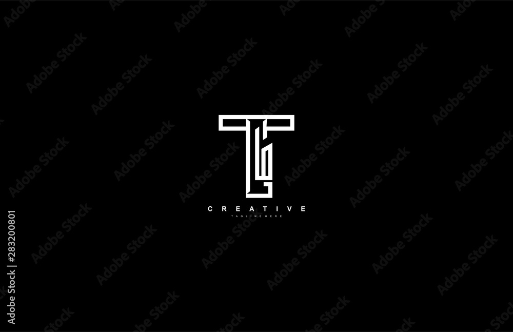 Initial T Letter Style Modern Creative Bold Linear Blue Color Logo Initial T Letter Style Modern Creative Bold Linear Blue Color Logo