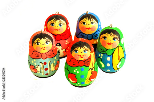 Matryoshka Dolls isolated on a white background. Russian Wooden Doll Souvenir. Russian nesting dolls