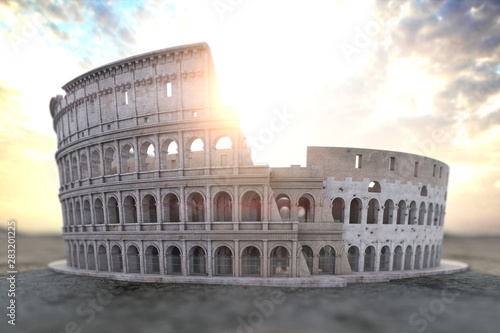 Coliseum Colosseum at sunrise. Symbol of Rome and Italy 