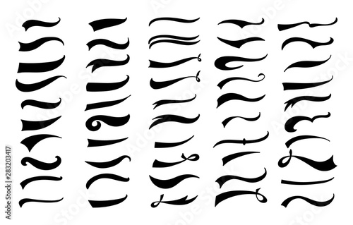 American vintage swoosh decoration set - retro swirl and wave lines for baseball lettering decoration