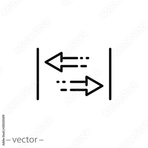 align icon, arrows point spread, thin line symbol on white background - editable stroke vector illustration eps 10