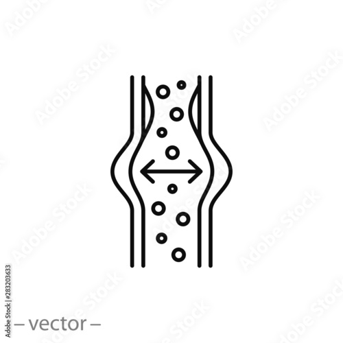 blood clot pressure icon, artery fat wall, high clot pressuse, thin line symbol on white background - editable stroke vector illustration eps 10