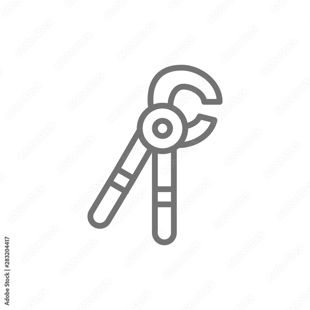 Tooth extraction tool, dental surgery instruments line icon. Tooth extraction tool, dental surgery instruments line icon.
