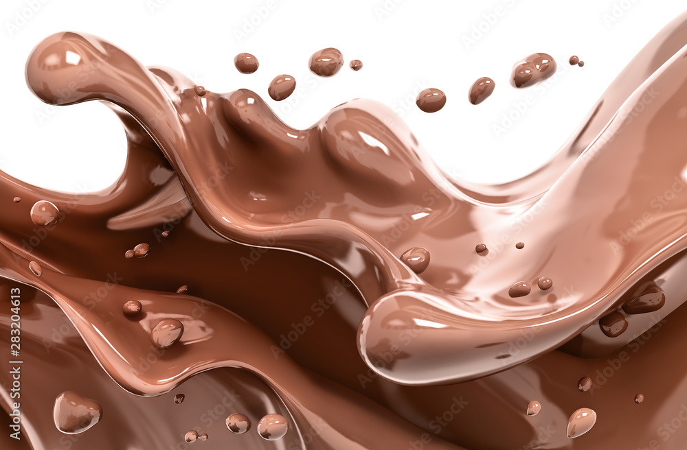 Splash chocolate isolated illustration 3d rendering Splash chocolate isolated illustration 3d rendering