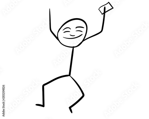 happy lucky man winner stick vector cartoon