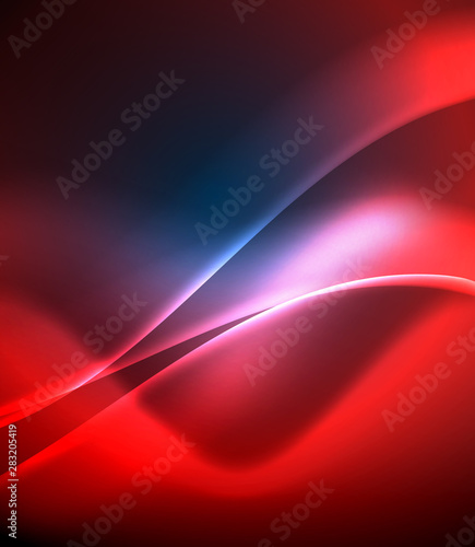 Shiny color bright neon abstract wave template. Abstract bright light. Neon light glowing effect. Space background. Abstract shape