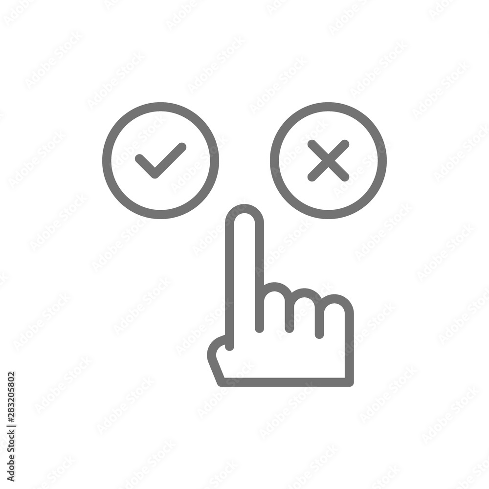 People choice yes and no buttons, positive, negative, like or dislike line icon. People choice yes and no buttons, positive, negative, like or dislike line icon.