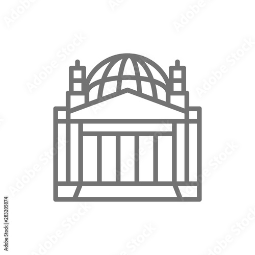 Reichstag Building, landmark of Berlin, German line icon.