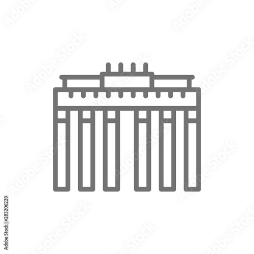 Brandenburg Gate, landmark of Berlin, German line icon.