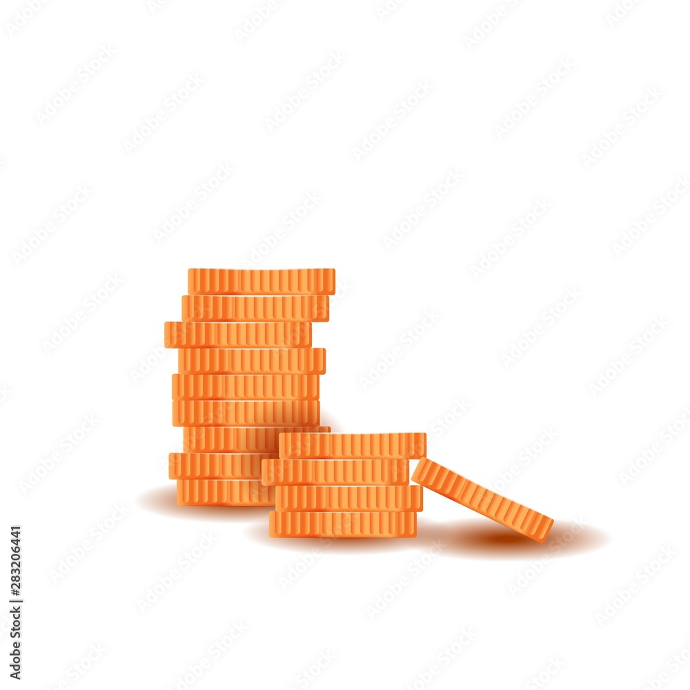 Pile of golden coins isolated on the white background. Money made of metal. Pile of golden coins isolated on the white background. Money made of metal.