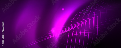Shiny glowing design background, neon style lines, technology concept, vector