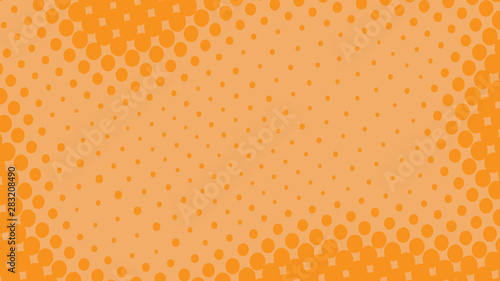 Pale orange and yellow pop art background in vitange comic style with halftone dots, vector illustration template for your design