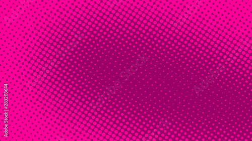 Magenta retro pop art background with halftone dots design