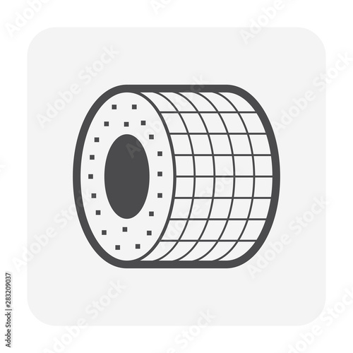 Thermal insulation for high temperature pipe, pipeline, tube or hose vector icon. Made from material i.e. fiberglass, polyethylene or polyurethane foam. For reduction or resistance of heat and cool.