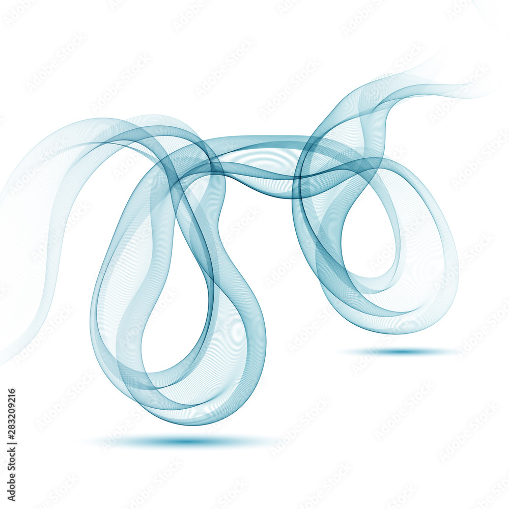 Blue horizontal lines of elegant wave with shadow on a white background. Design element. Brochure Template Blue horizontal lines of elegant wave with shadow on a white background. Design element. Brochure Template