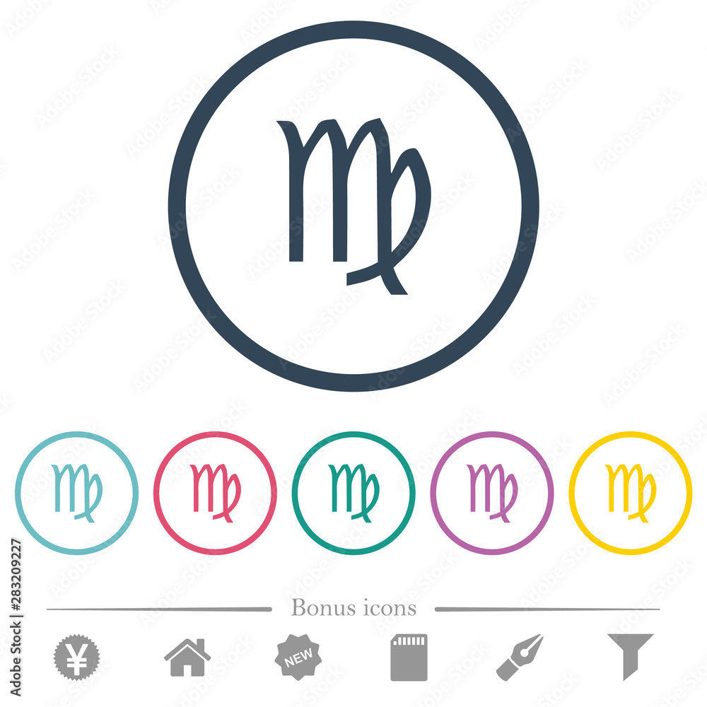 virgo zodiac symbol flat color icons in round outlines virgo zodiac symbol flat color icons in round outlines