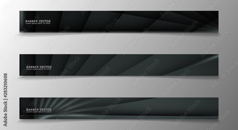 Banner collection, vector background with glowing neon gray stripes in a dark room. Banner collection, vector background with glowing neon gray stripes in a dark room.