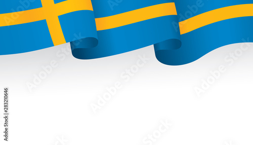 Sweden flag ribbon isolated on white background. Vector illustration