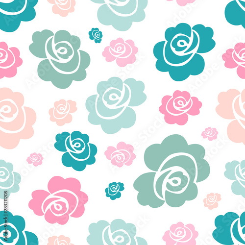 Seamless pattern of multi-colored roses.