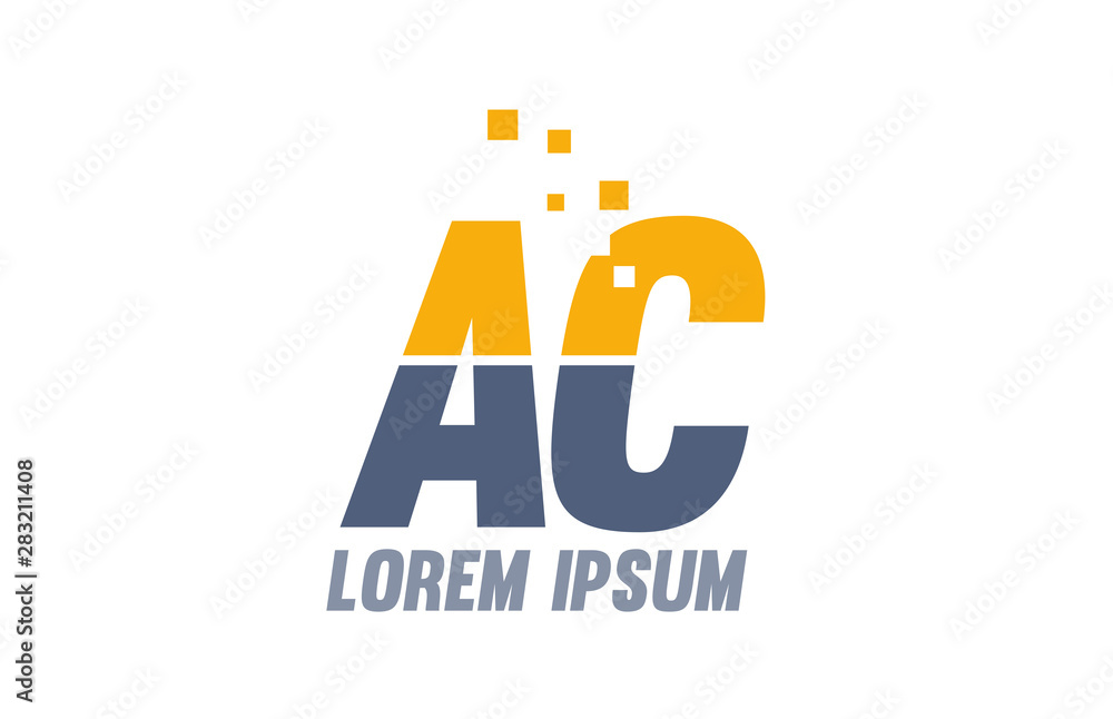 yellow blue AC A C alphabet letter logo company