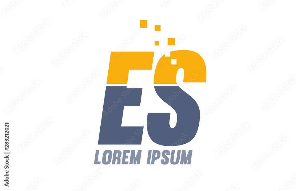 yellow blue ES E S alphabet letter logo company