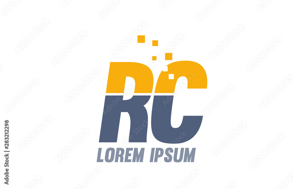 yellow blue RC R C alphabet letter logo company