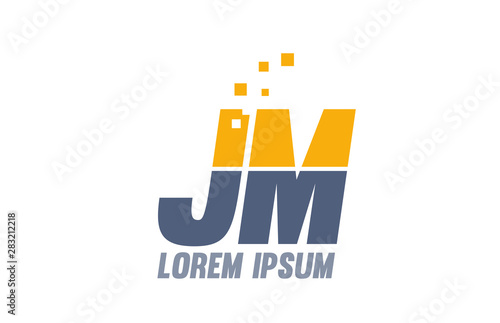 yellow blue JM J M alphabet letter logo company