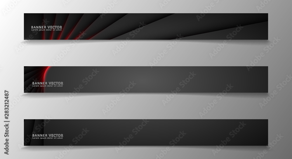 Banner collection, vector background with glowing neon red stripes in a dark room. Banner collection, vector background with glowing neon red stripes in a dark room.