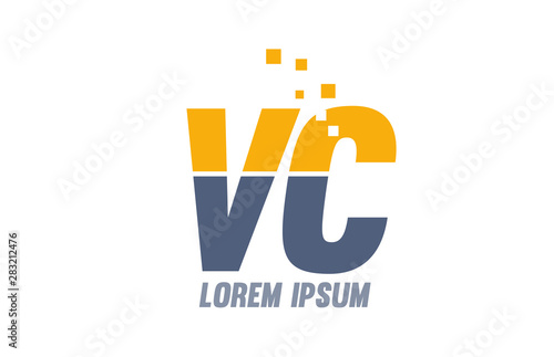 yellow blue VC V C alphabet letter logo company